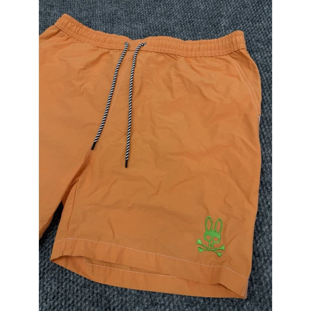 Psycho Bunny Men's Large Swim Trunks Shorts Orange Lined